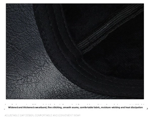 Close-up of thickened sweatband and fine stitching on a winter men's duckbill cap