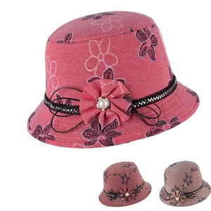Chapeau Cloche Imprimé Floral Pour Femmes Mélange Coton Polyester Protection Solaire Bob Élégant Avec Fleur En Tissu