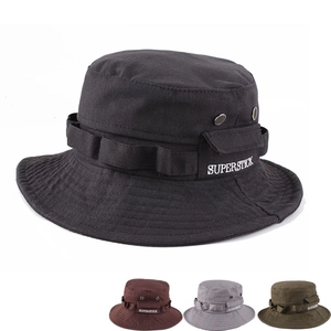 Cappello a Secchiello da Uomo all'Aperto in Misto Cotone Ricamato Protezione Solare Pescatore per Escursionismo Pesca Spiaggia Estate Tinta Unita