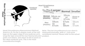 Size chart and head circumference measurement guide for octagonal hats for men and women