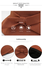 Detail view of cotton sun hat showing brown bow, breathable inner sweatband and brim texture