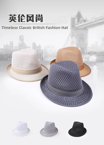 Close-up of assorted breathable woven mesh fedora hats for men in multiple classic colors