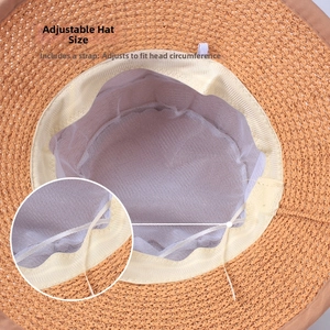Detailed view of the mesh lining and adjustable inner drawstring for sun hat sizing