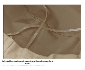 Detail of adjustable inner ribbon for head circumference on breathable cotton sun hat