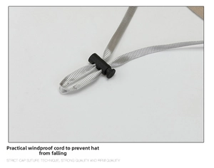 Close-up of adjustable windproof rope with black matte slider for sun hats