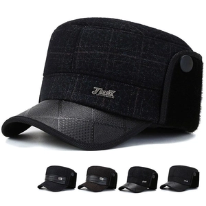 Casquette d'hiver pour hommes avec protège-oreilles et visière en cuir pour le froid