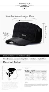 Tableau des tailles détaillé pour casquette d'hiver en coton avec cache-oreilles