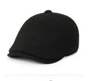 Micro-side view showing the fine wool texture of this classic black winter duckbill cap