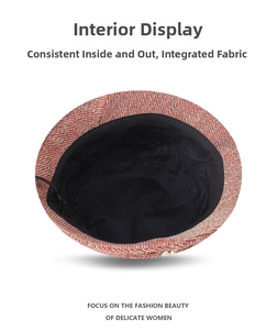 Detail view of the seamless reddish-brown tweed lining and integrated fabric construction