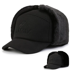 Men's winter aviator trapper hat with Supplex embroidery and thick faux fur lining