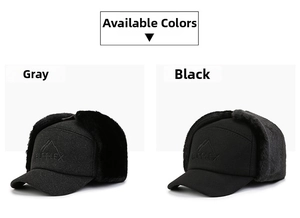 Winter bomber hat for men featuring thick faux fur lining and windproof ear flaps