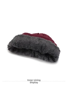 Inside display showing thick gray faux fur lining for ultimate winter warmth and comfort