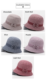 Selection of floral bucket hats with bow details in five elegant colors for women