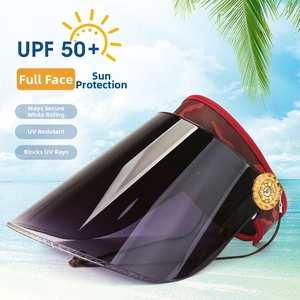 Chapeau solaire UPF 50+ avec visière violette, bord camouflage et bouton doré fleuri