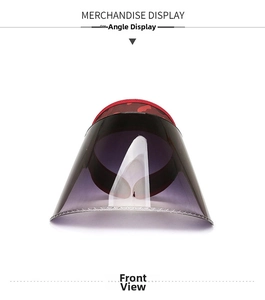 Vue frontale visière anti-UV avec bandeau camouflage rouge et écran dégradé violet
