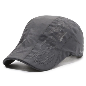 Dark grey breathable mesh sports cap for elderly men shown at a 45-degree angle