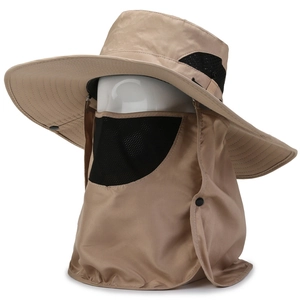 Cappello da sole kaki per esterno con protezione per collo e viso e protezione UV totale