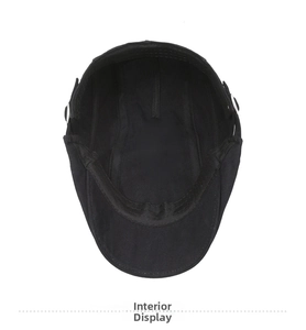 Interior display of the vintage black newsboy cap featuring a breathable sweatband