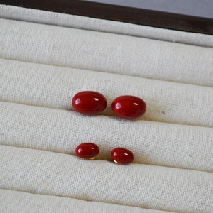 Retro Wine Red Enamel Red Bean Stud Earrings Copper With 925 Sterling Silver Earring Post For Women Vintage Jewelry Gift