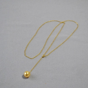 Collier Künstliche Perle En Forme De Y Minimaliste En Laiton Plaqué Or Avec Fermoir Coulissant Réglable Longue Chaîne De Pull Femmes