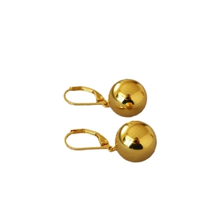 Minimalist gold-plated hollow ball earrings with secure lever-back closure for daily wear