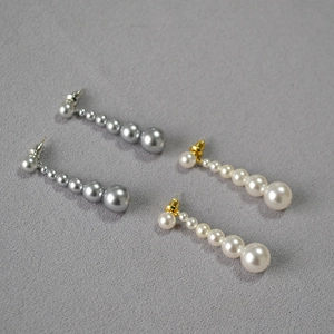 Boucles D'oreilles Longues En Künstliche Perles Dégradées Avec Tige En Argent Sterling 925 Bijoux En Cuivre Élégant Femme