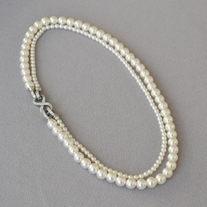 Collier De Künstliche Perles À Plusieurs Rangs Femme Élégant Bijoux Künstliche Perles Fantaisie Cuivre Avec Boucle Infini Zircon Style Luxe