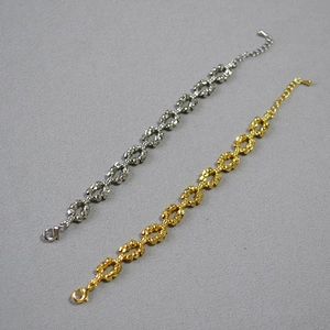 Elegant gold and silver braided bead chain bracelets with lobster clasp and extension
