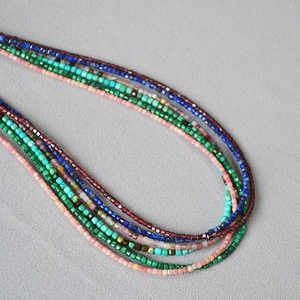 Vintage Naturstein Perlenkette Für Damen Messing Vergoldet Facettiert Lapis Lazuli Malachit Choker Modeschmuck
