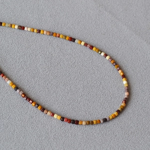 French vintage Alashan stone necklace with matte colorful cube beads and earthy tones