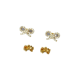 Elegant gold bow earrings with crystal pave and polished finish for a stylish daily look