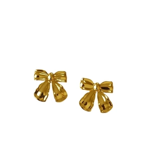 Polished gold-plated bow earrings for women featuring minimalist butterfly design details