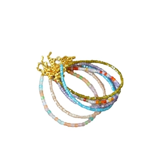 Colorful beaded bracelets with golden lobster clasp and adjustable extension chain