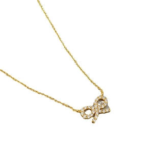 Collier minimaliste plaqué or avec pendentif nœud orné de cristaux blancs étincelants