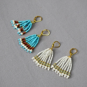 Boucles D'oreilles Gland En Künstliche Perles Fait Main Turquoise Nacre Coquille Cuivre Plaqué Or Style Ethnique Bohème Forme Éventail