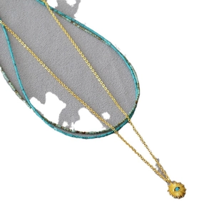 Ensemble de colliers bohèmes dorés avec pendentif œil solaire et perles turquoise