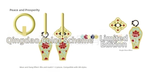 Détail de breloques en émail de laiton vintage avec motifs de lotus et style chinois