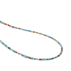 Minimalist faceted colorful zircon beaded short necklace on white background