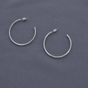 Minimalist Silver Plated Brass C-Shaped Hoop Earrings With 925 Sterling Silver Earring Post Geometric Smooth Jewelry For Women Gift