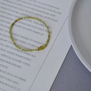 French Minimalist Olive Green Zirconia Beaded Bracelet For Women Elastic Cord Faceted Stone Handmade Jewelry Fresh Style