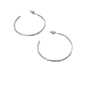 Minimalist silver plated brass geometric C-shaped hoop earrings with a polished finish