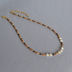 Vintage Handmade Freshwater Artificial Baroque Pearl Necklace Bracelet Gold Blue Sand Stone Beaded Jewelry For Women Daily Retro Gift