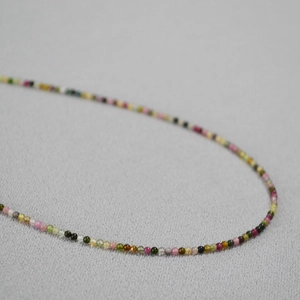 Elegant 2mm tourmaline bead necklace with colorful natural gemstones for women