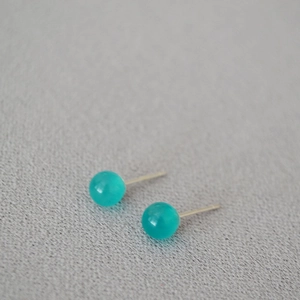 Elegant 925 silver studs featuring blue round amazonite beads for daily commute