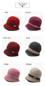 Winter knitted bucket hats for elderly women in six colors with thick cable textures