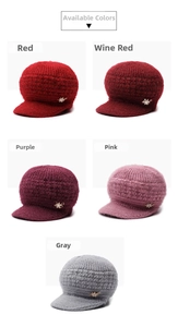 Berretti invernali in maglia per signora nei colori rosso, bordeaux, viola, rosa e grigio