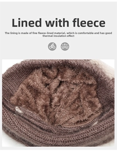 Detail des weichen Fleecefutter-Innenfutters einer warmen Strickmütze für Damen