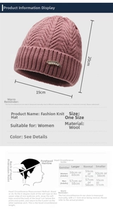 Detailed size chart and head circumference measurement guide for fleece knit hats