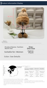 Detailed size chart for women's knit hat featuring height and width measurements