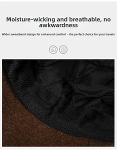 Detail of winter knit hat with wide sweatband and warm black quilted inner lining